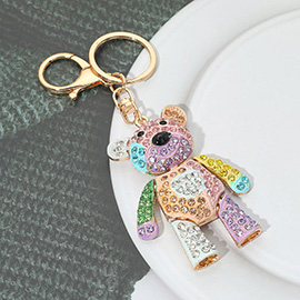 Rhinestone Embellished Teddy Bear Keychain Bag Charm