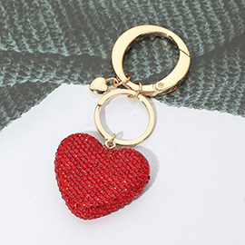 Rhinestone Pave Heart Keychain Bag Charm