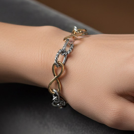 Gold Dipped Two Tone Infinity Link Chain Magnetic Bracelet