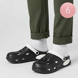 6Pairs - Mens Dual Color Heel Strap Clogs