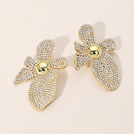 Rhinestone Pave Flower Statement Earrings
