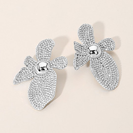 Rhinestone Pave Flower Statement Earrings