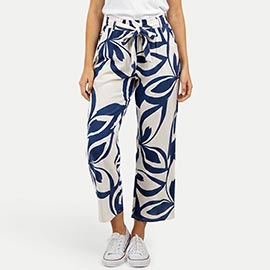 Leaves Print Wide Leg Pants