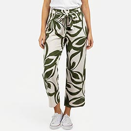 Leaves Print Wide Leg Pants