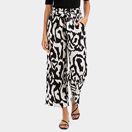 Abstract Print Wide Leg Pants