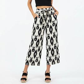 Abstract Print Wide Leg Pants