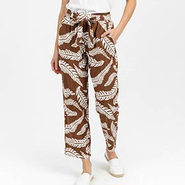Leaves Print Wide Leg Pants