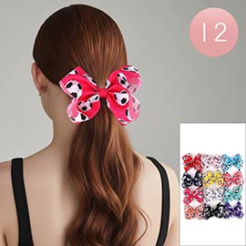 12PCS - Soccer Ball Print Bow Hair Clips