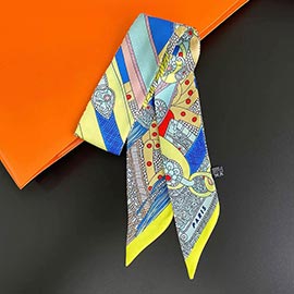 Geometric Print Silky Twilly Skinny Scarf