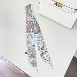 Abstract Pattern Print Silky Twilly Skinny Scarf