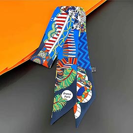 Abstract Pattern Print Silky Twilly Skinny Scarf