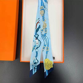 Equestrian Print Silky Feel Twilly Scarf