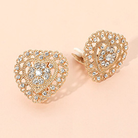 Rhinestone Embellished Heart Clip On Earrings
