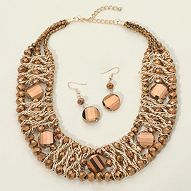 Bold Multi Strand Beaded Collar Statement Necklace