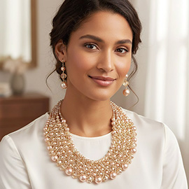 Bold Beads Strand Collar Statement Necklace