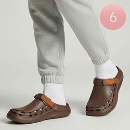 6Pairs - Mens Solid Adjustable Heel Strap Clog