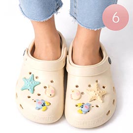 6Pairs - Women Solid Heel Strap Charm Clogs