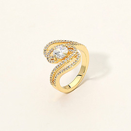 CZ Swirl Statement Ring