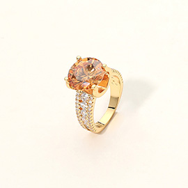 Round Cut CZ Statement Ring