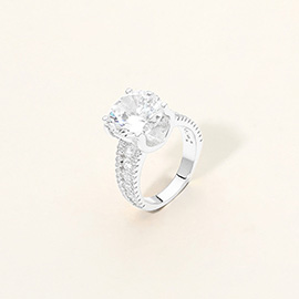 Round Cut CZ Statement Ring