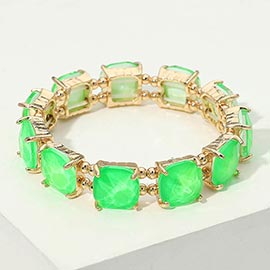 Cushion Square Stone Stretch Evening Bracelet