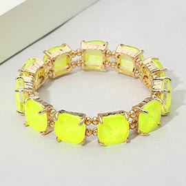 Cushion Square Stone Stretch Evening Bracelet