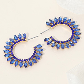 Marquise Stone Cluster Half Hoop Evening Earrings