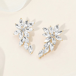 Floral Cluster Accent Drop Evening Earrings