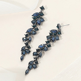 Marquise Round Stone Cluster Embellished Dropdown Evening Earrings