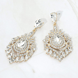 Teardrop Marquise Cluster Embellished Chandelier Drop Evening Earrings