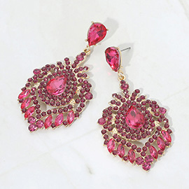 Teardrop Marquise Cluster Embellished Chandelier Drop Evening Earrings