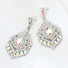 Teardrop Marquise Cluster Embellished Chandelier Drop Evening Earrings