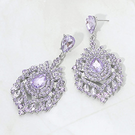 Teardrop Marquise Cluster Embellished Chandelier Drop Evening Earrings