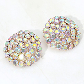 Round Rhinestone Cluster Embellished Evening Earrings