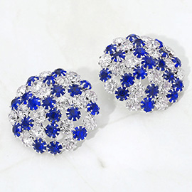 Round Rhinestone Cluster Embellished Evening Earrings