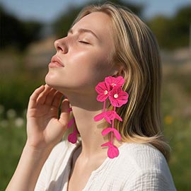 Bold Cutout Floral Cascade Statement Drop Earrings