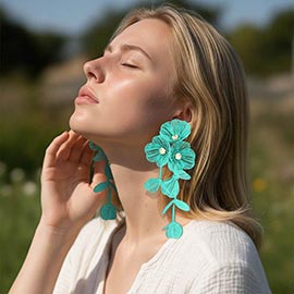 Bold Cutout Floral Cascade Statement Drop Earrings