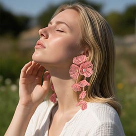 Bold Cutout Floral Cascade Statement Drop Earrings