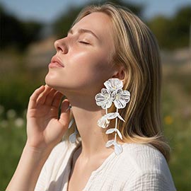 Bold Cutout Floral Cascade Statement Drop Earrings