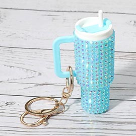 Bling Studded Tumbler Cup Keychain Bag Charm