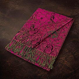 Paisley Pattern Fringe Pashmina Reversible Scarf Shawl