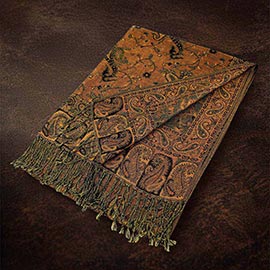 Paisley Pattern Fringe Pashmina Reversible Scarf Shawl