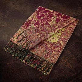 Paisley Pattern Fringe Pashmina Reversible Scarf Shawl