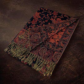 Paisley Pattern Fringe Pashmina Reversible Scarf Shawl