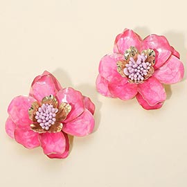 Bold Enamel Flower Statement Earrings