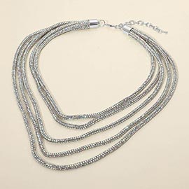 Bling Studded Multi Strand Necklace