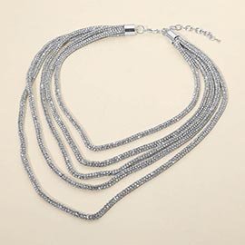 Bling Studded Multi Strand Necklace