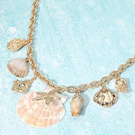 Sea Shell Charm Station Statement Necklace