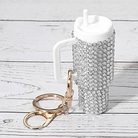 Bling Studded Tumbler Cup Keychain Bag Charm