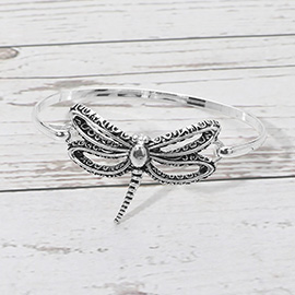 Antique Metal Open Dragonfly Bangle Bracelet